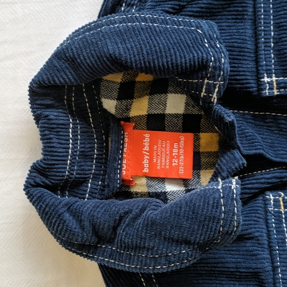 joe fresh navy corduroy shirt shacket 12-18 months baby boy - Picture 2 of 6